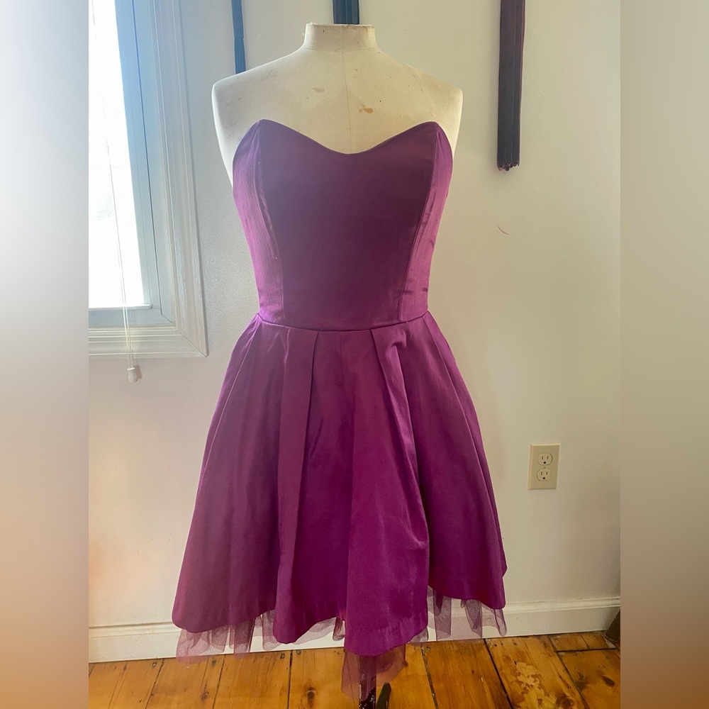 Purple Tulle-lined Strapless Push Up Party Dress S